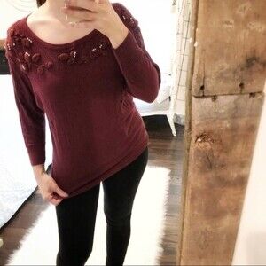 LC Lauren Conrad burgundy dolman sleeve sweater